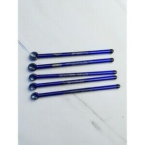 5 Vtg Bonded Jim Beam Whiskey Cobalt Blue Glass Swizzle Stick Stirrer Barware